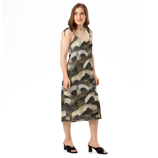 Noir Deco Bloom on a Slip Dress