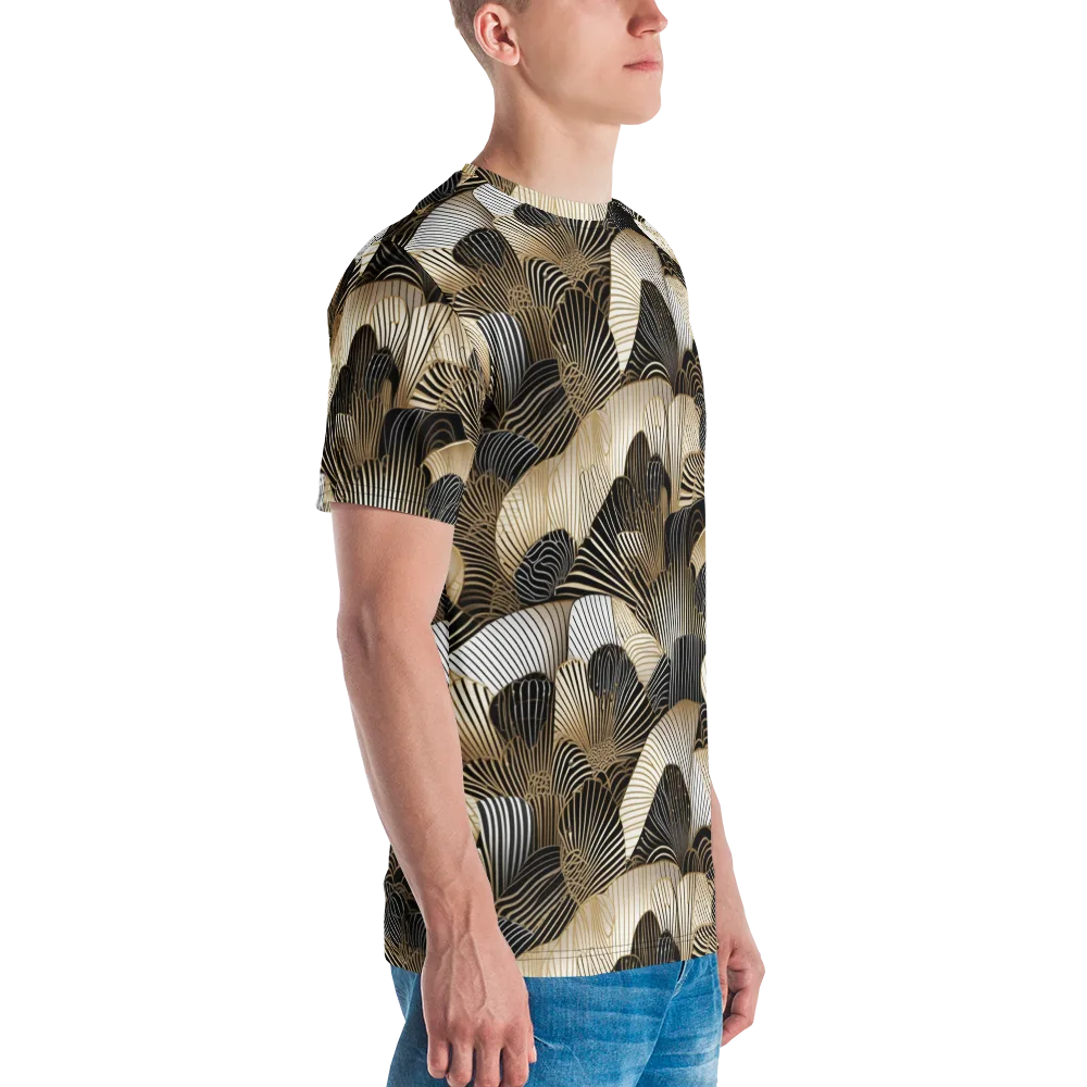 Noir Deco Bloom on Men's Crew Neck T-Shirt — Right