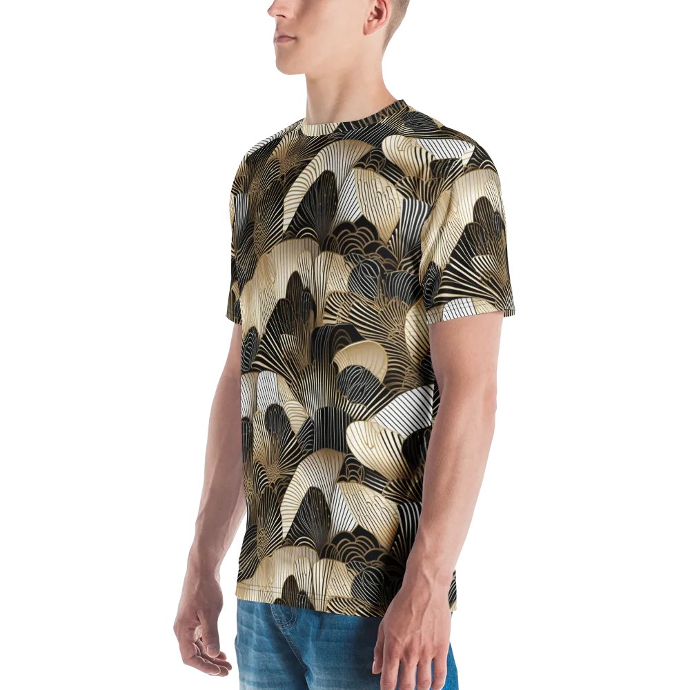 Noir Deco Bloom on Men's Crew Neck T-Shirt — Left