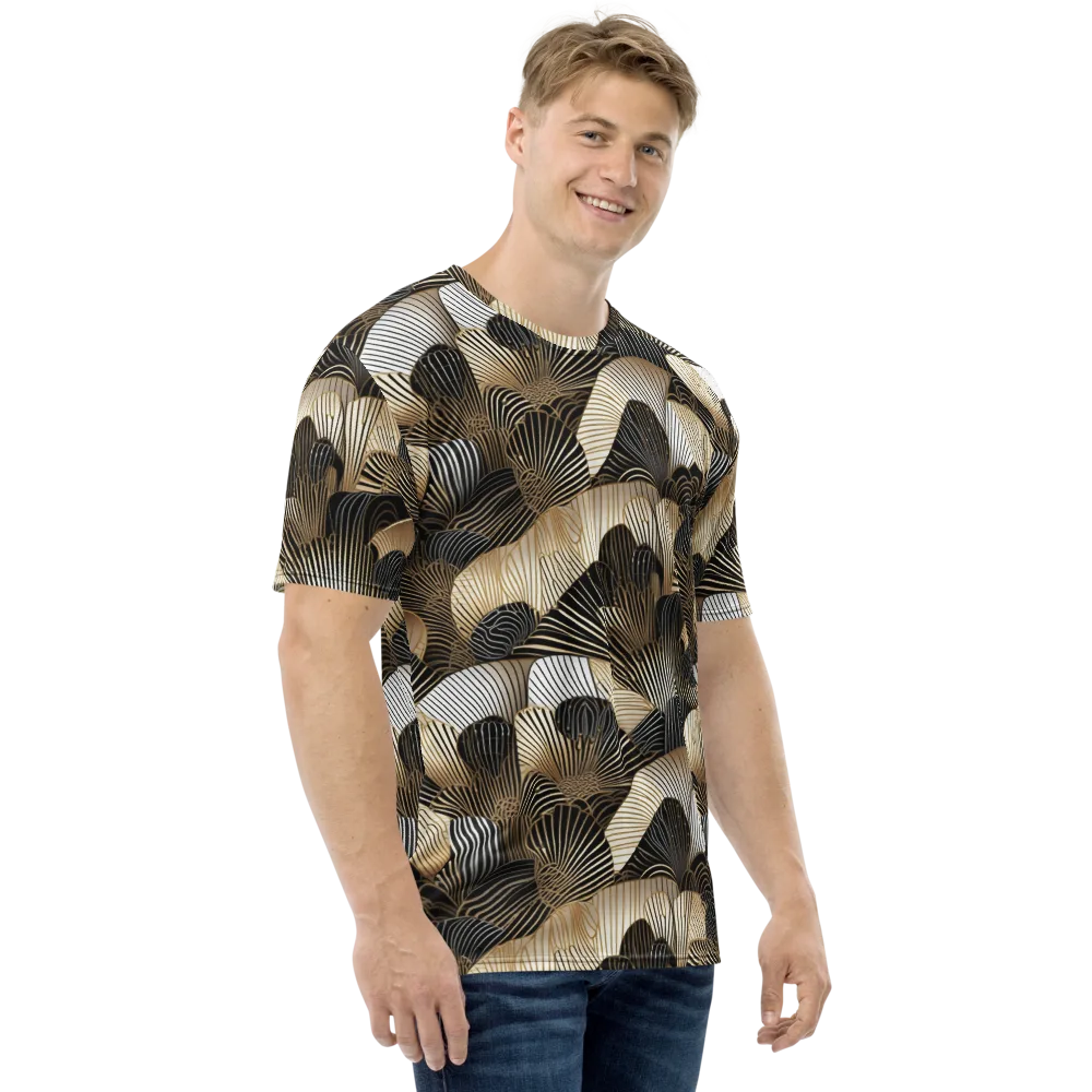 Noir Deco Bloom on Men's Crew Neck T-Shirt — Right