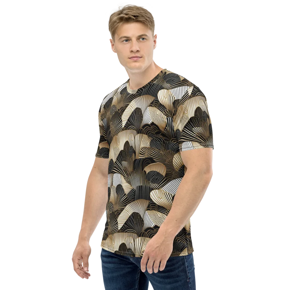 Noir Deco Bloom on Men's Crew Neck T-Shirt — Left
