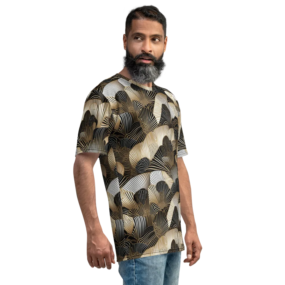 Noir Deco Bloom on Men's Crew Neck T-Shirt — Right