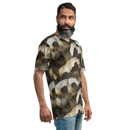 Noir Deco Bloom on a Men's Crew Neck T-Shirt