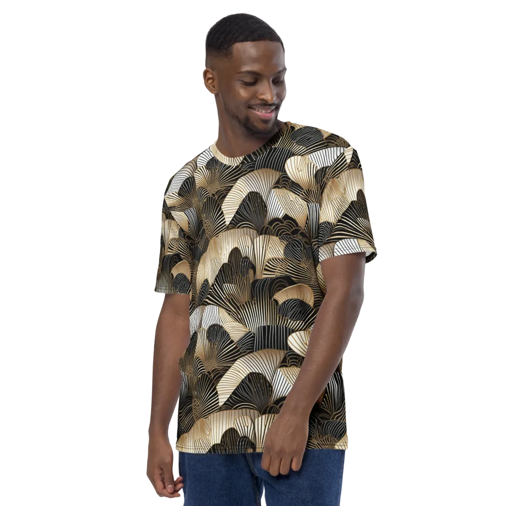 Noir Deco Bloom on Men's Crew Neck T-Shirt — Left