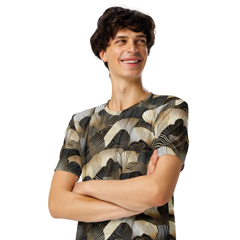 Noir Deco Bloom on Men's Crew Neck T-Shirt — Left Front