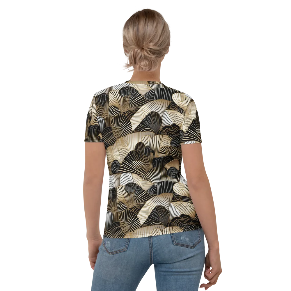 Noir Deco Bloom on Women's Crew Neck T-Shirt — Back