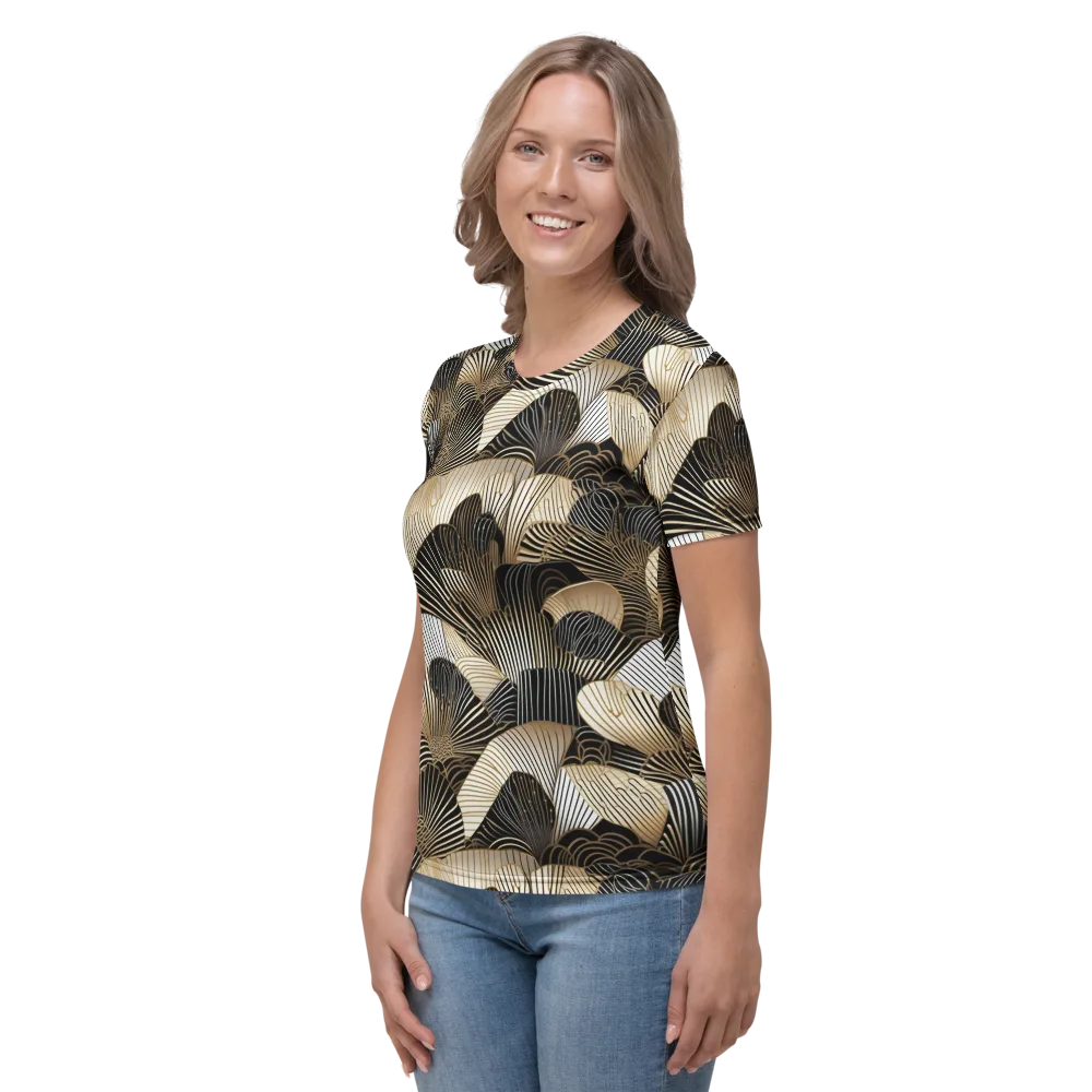 Noir Deco Bloom on Women's Crew Neck T-Shirt — Left