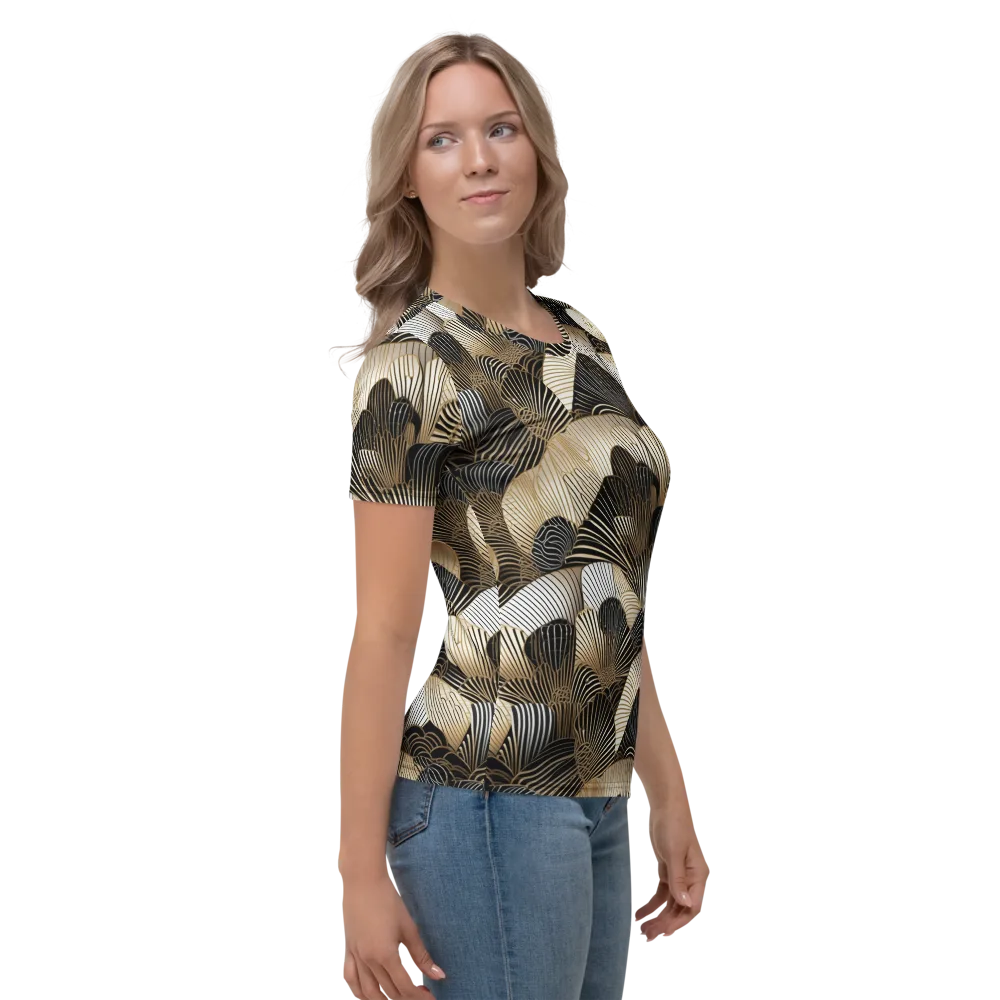 Noir Deco Bloom on Women's Crew Neck T-Shirt — Right