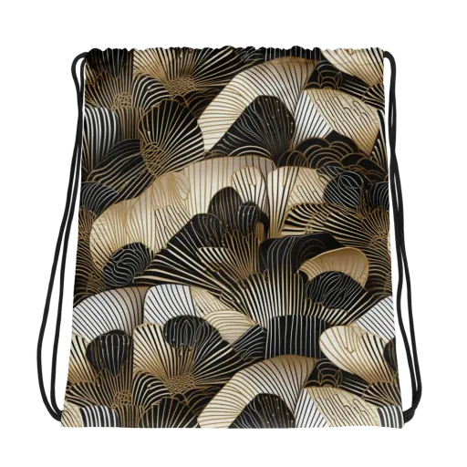 Noir Deco Bloom on a Drawstring Bag