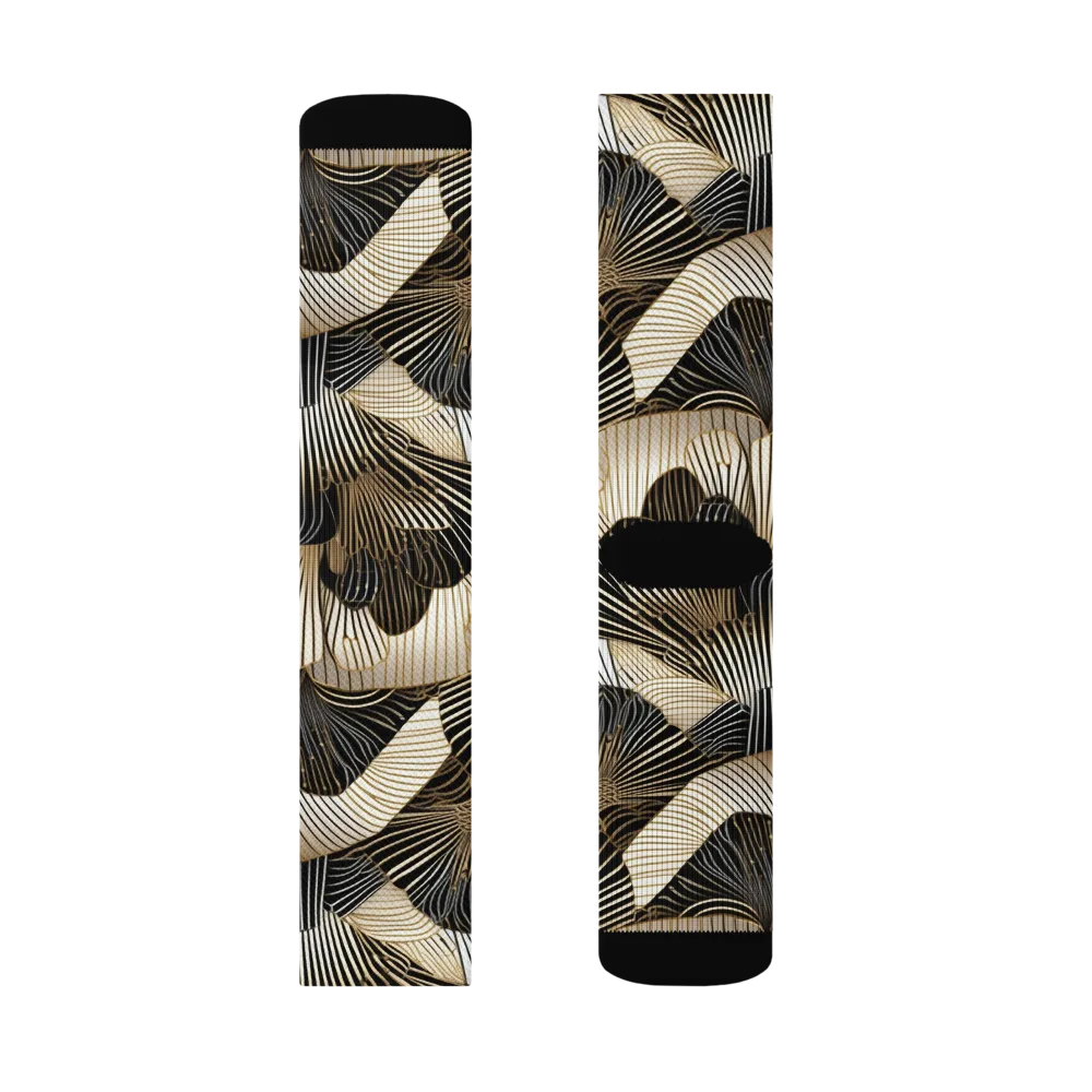 Noir Deco Bloom on Socks — Left Sock
