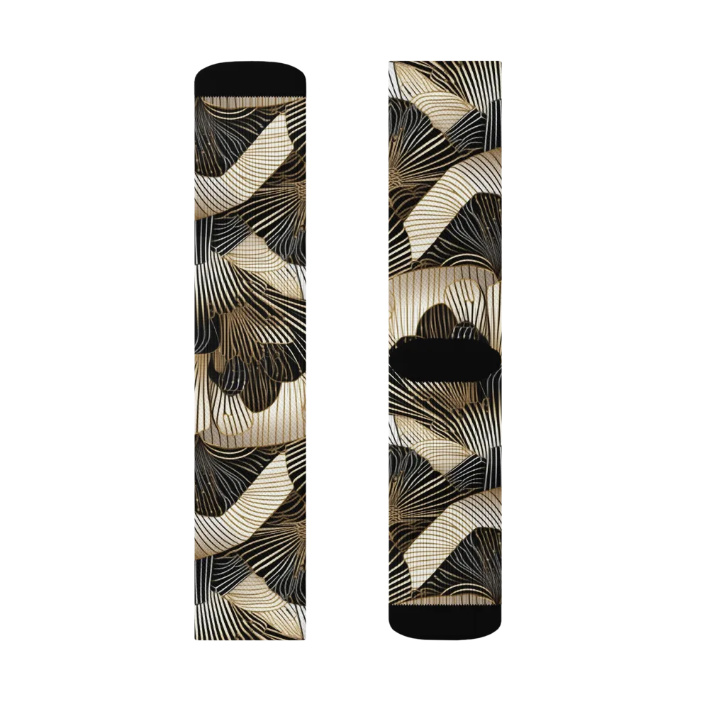 Noir Deco Bloom on Socks — Right Sock