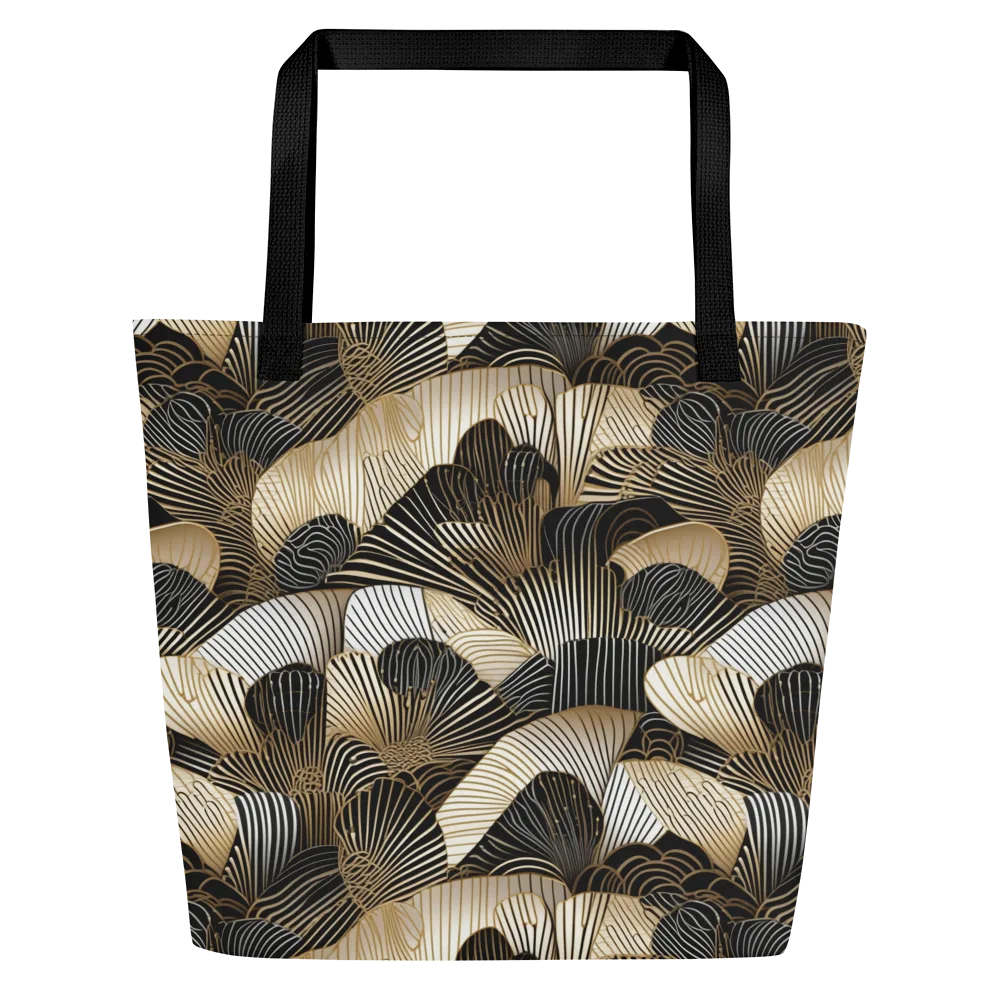 Noir Deco Bloom on Large Tote Bag W/ Pocket — Front