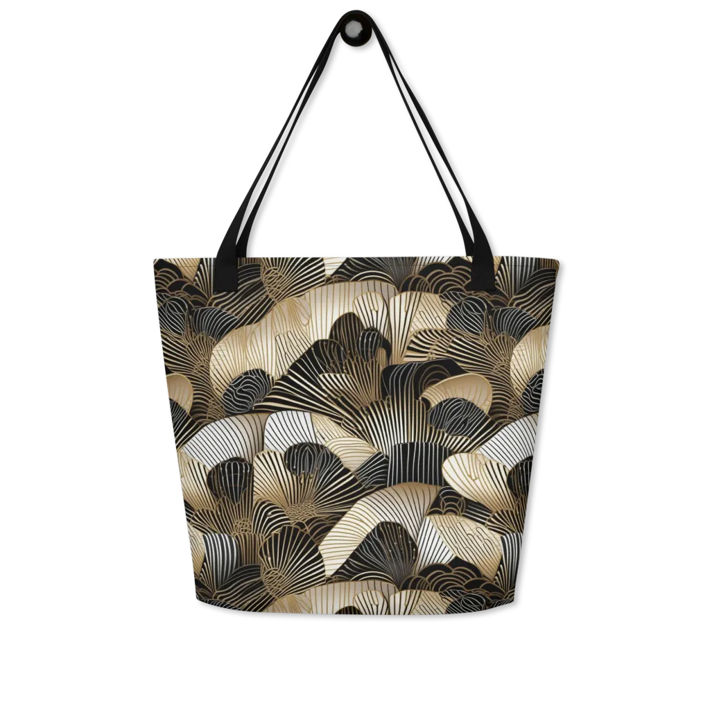 Noir Deco Bloom on Large Tote Bag W/ Pocket — Front