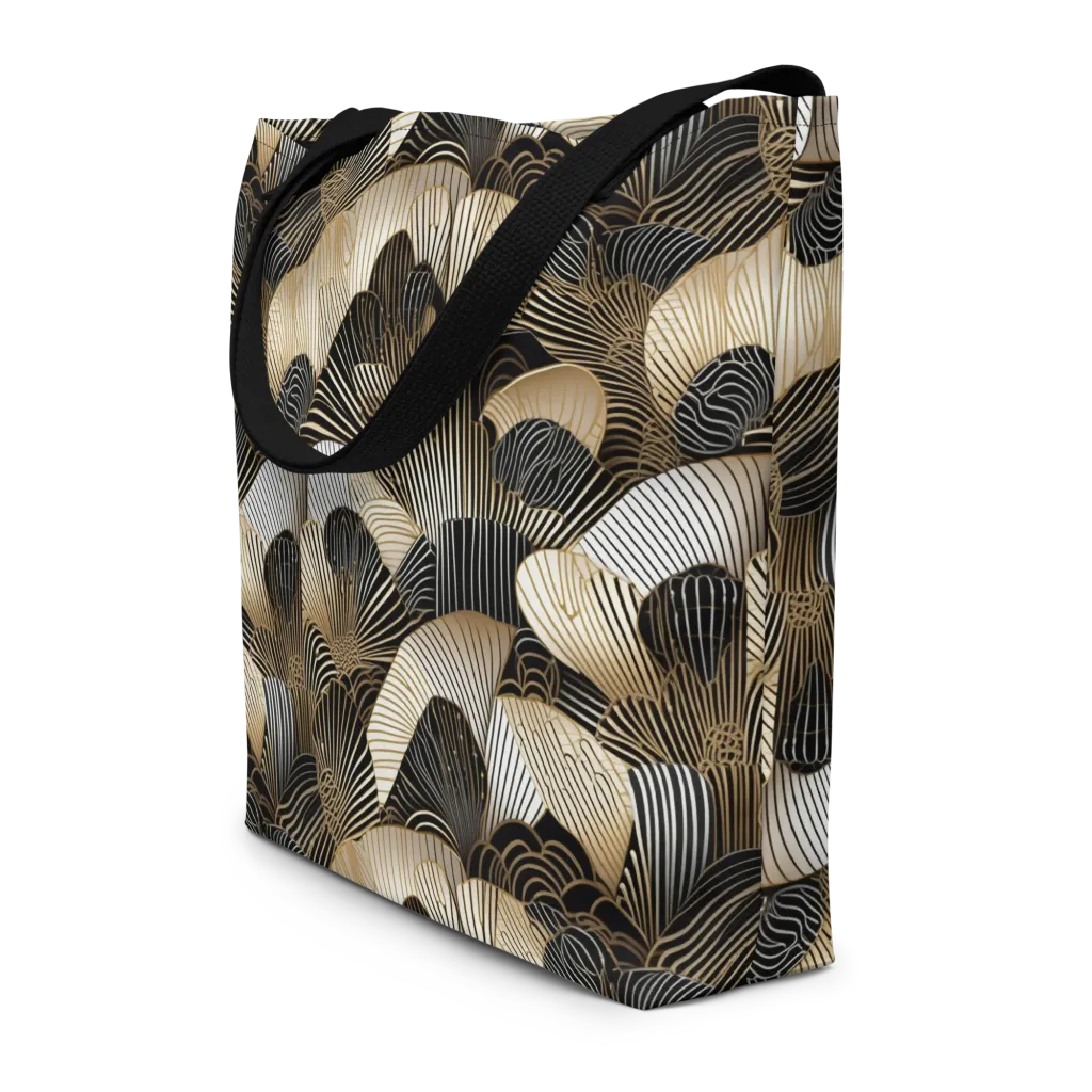 Noir Deco Bloom on Large Tote Bag W/ Pocket — Front