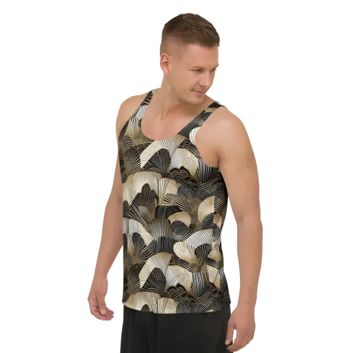 Noir Deco Bloom on a Men's Tank Top