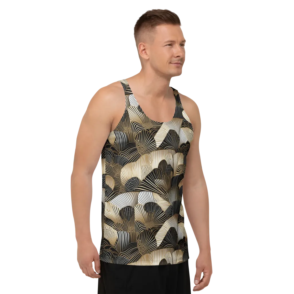 Noir Deco Bloom on Men's Tank Top — Right Front