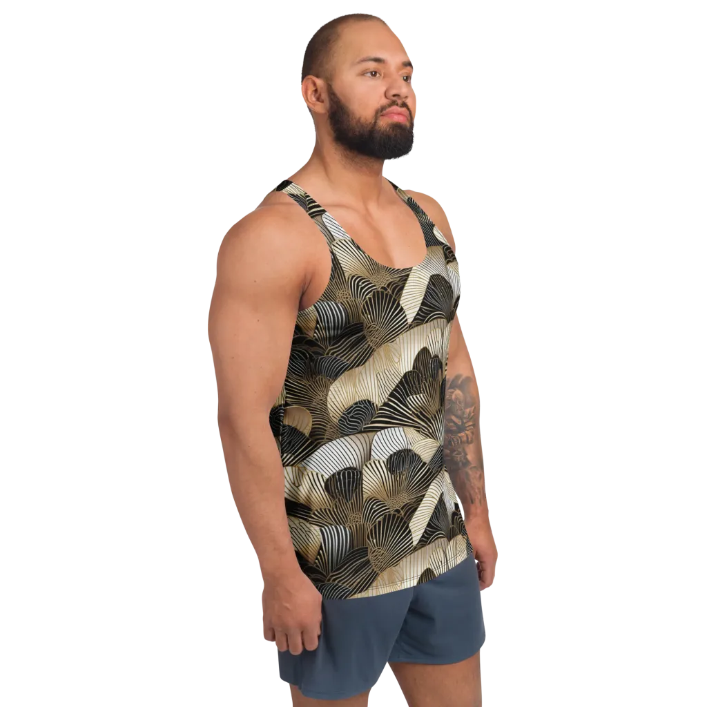 Noir Deco Bloom on Men's Tank Top — Right Front