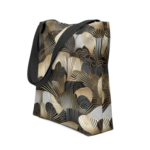 Noir Deco Bloom on a Tote Bag