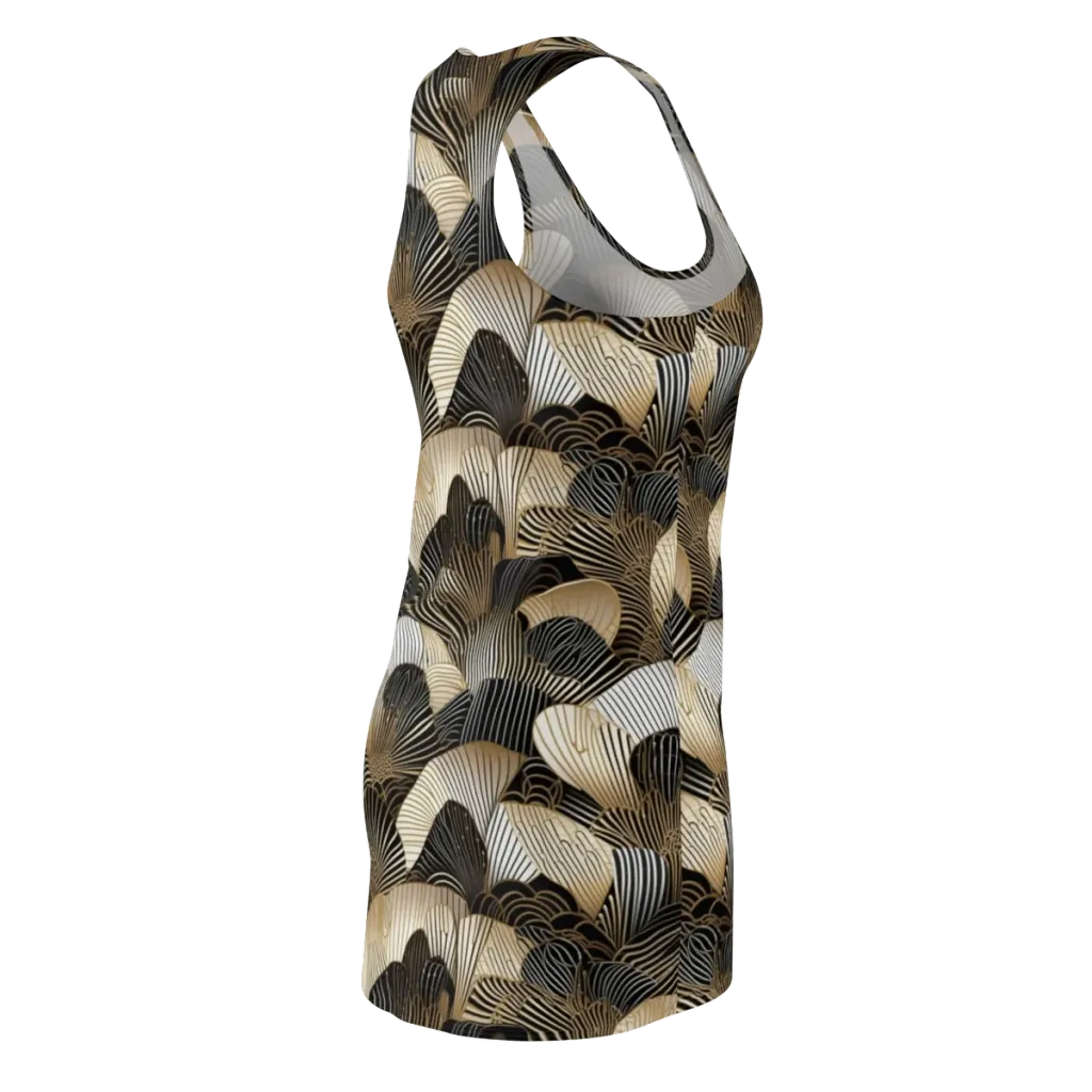 Noir Deco Bloom on Racerback Dress — Back Side