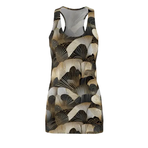 Noir Deco Bloom on a Racerback Dress