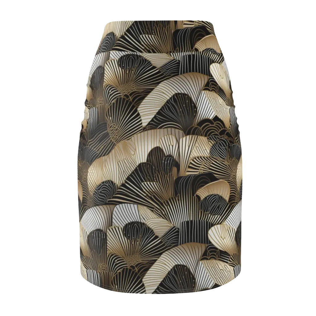 Noir Deco Bloom on Pencil Skirt — Back