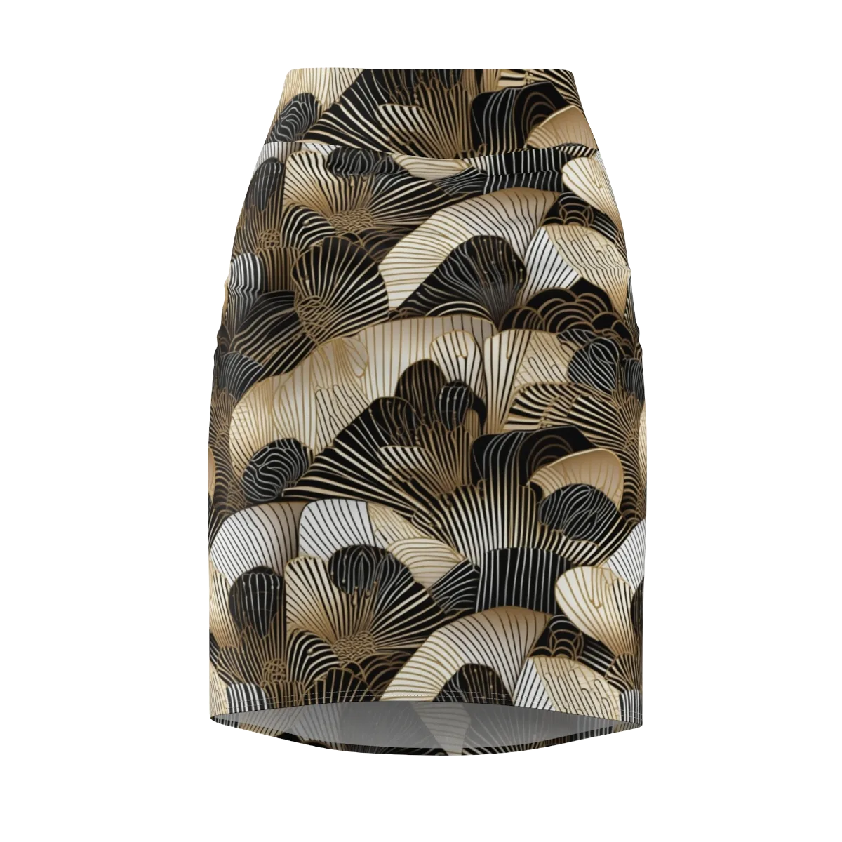 Noir Deco Bloom on Pencil Skirt — Front