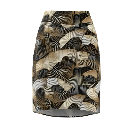 Noir Deco Bloom on a Pencil Skirt