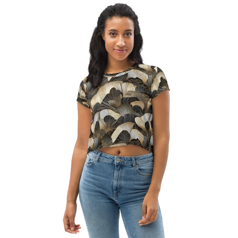 Noir Deco Bloom on Crop Tee — Front