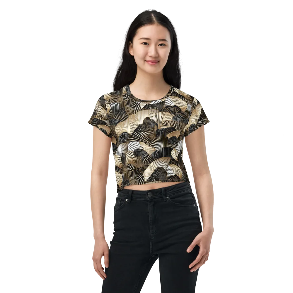 Noir Deco Bloom on Crop Tee — Front