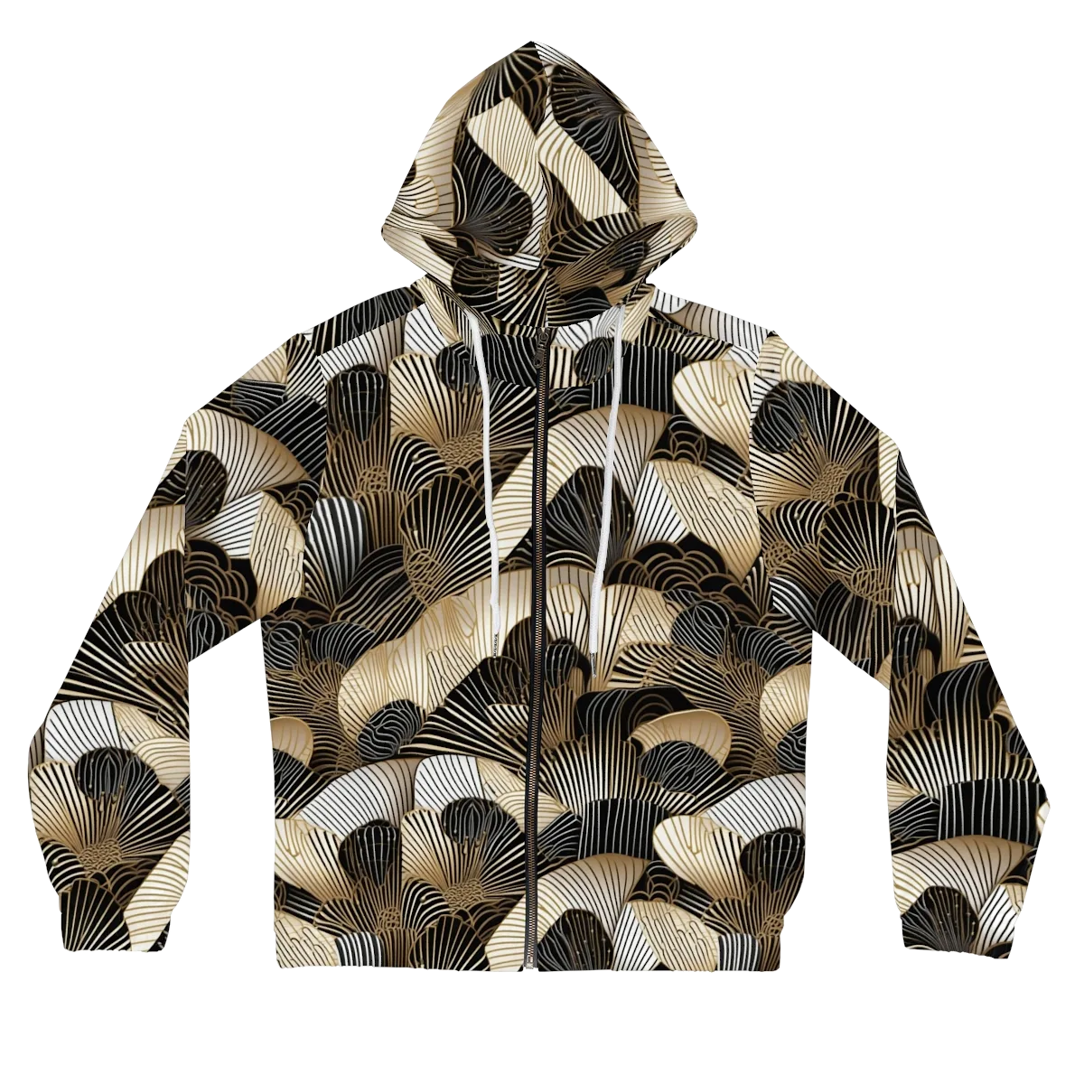 Noir Deco Bloom on Women's Full-Zip Hoodie — Front
