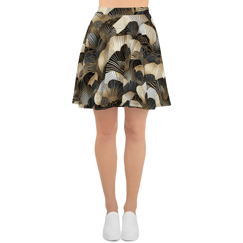Noir Deco Bloom on Skater Skirt — Front