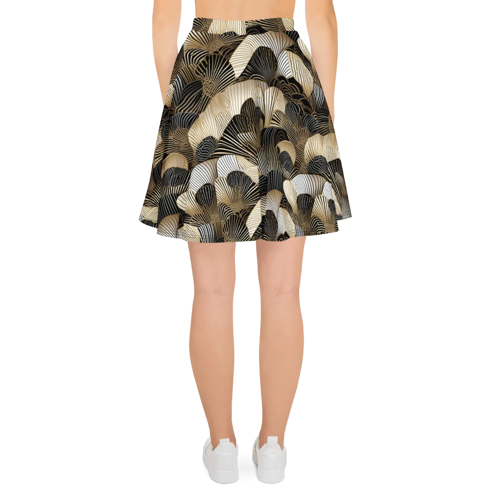 Noir Deco Bloom on Skater Skirt — Back