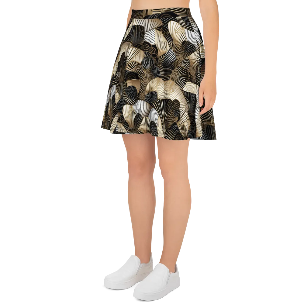 Noir Deco Bloom on Skater Skirt — Left