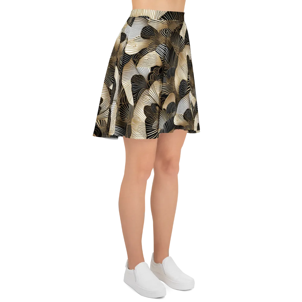 Noir Deco Bloom on Skater Skirt — Right