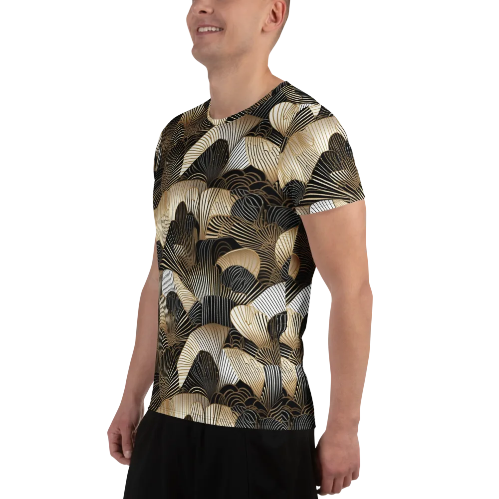 Noir Deco Bloom on Men's Athletic T-Shirt — Left