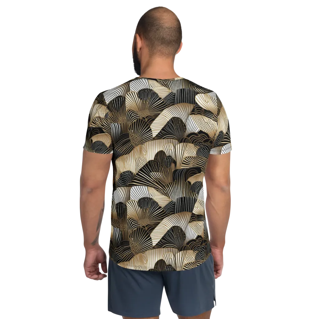 Noir Deco Bloom on Men's Athletic T-Shirt — Back