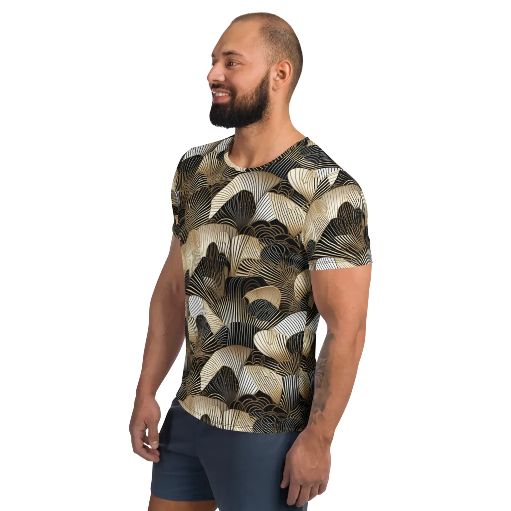 Noir Deco Bloom on Men's Athletic T-Shirt — Left