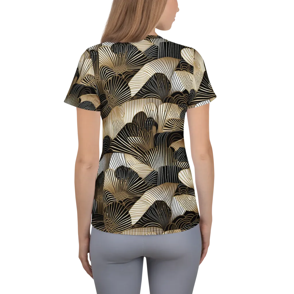 Noir Deco Bloom on Women's Athletic T-Shirt — Back