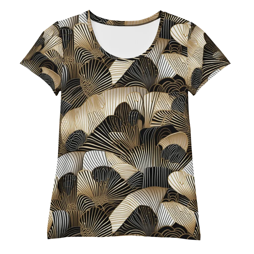 Noir Deco Bloom on Women's Athletic T-Shirt — Front