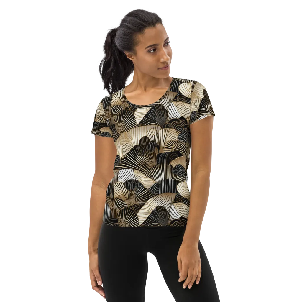 Noir Deco Bloom on Women's Athletic T-Shirt — Front