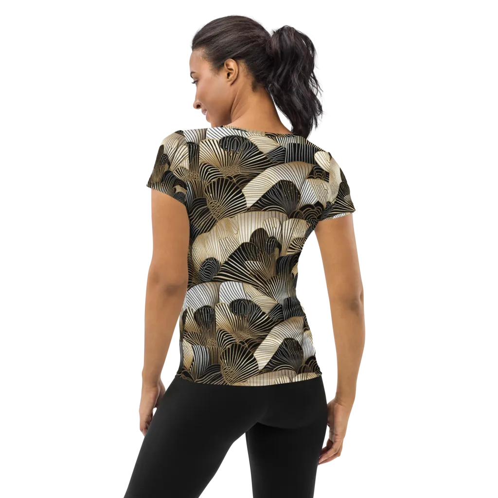 Noir Deco Bloom on Women's Athletic T-Shirt — Back
