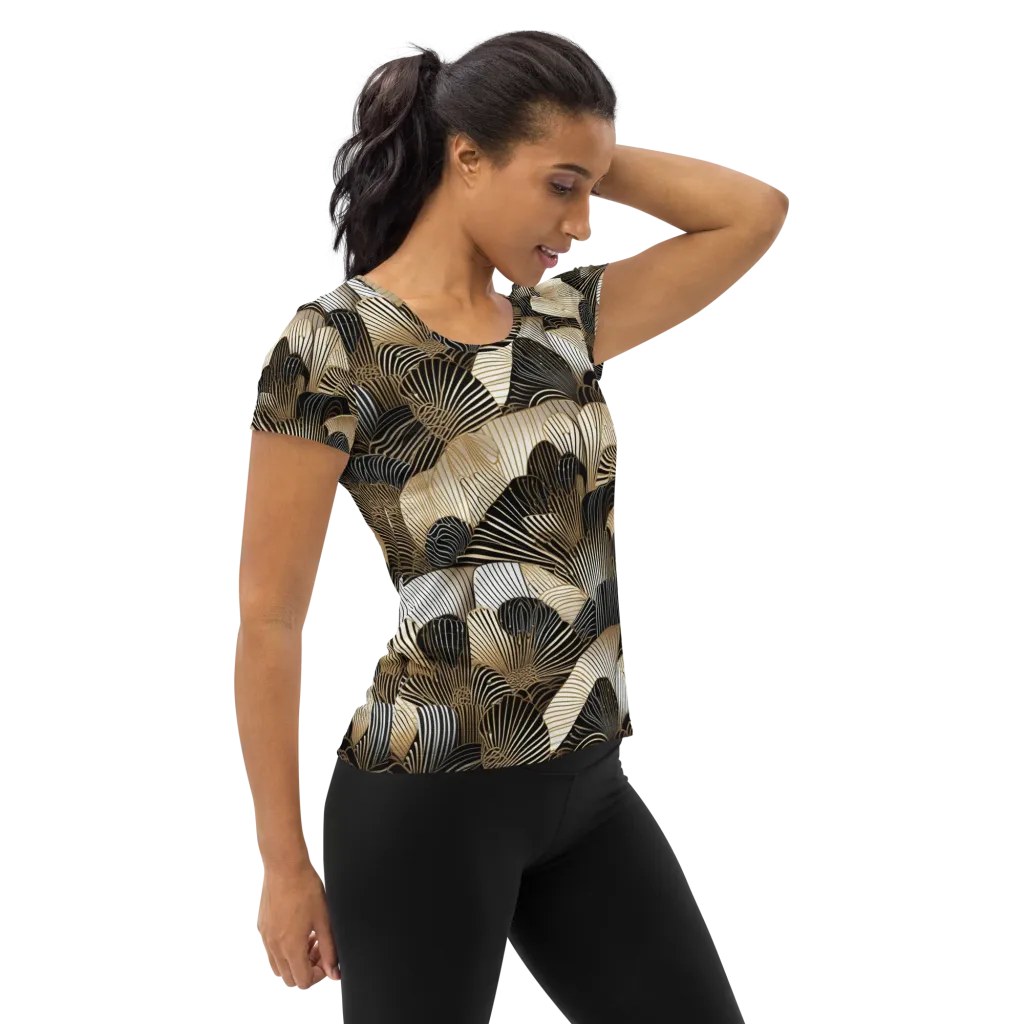 Noir Deco Bloom on Women's Athletic T-Shirt — Right