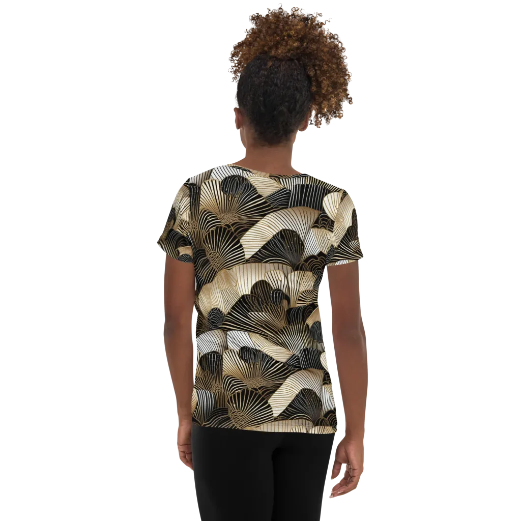 Noir Deco Bloom on Women's Athletic T-Shirt — Back