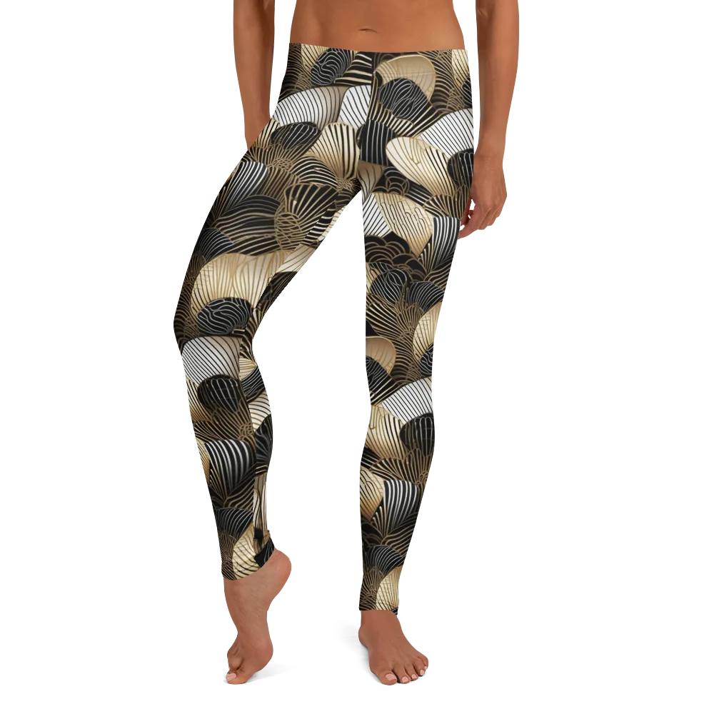 Noir Deco Bloom on Leggings — Front