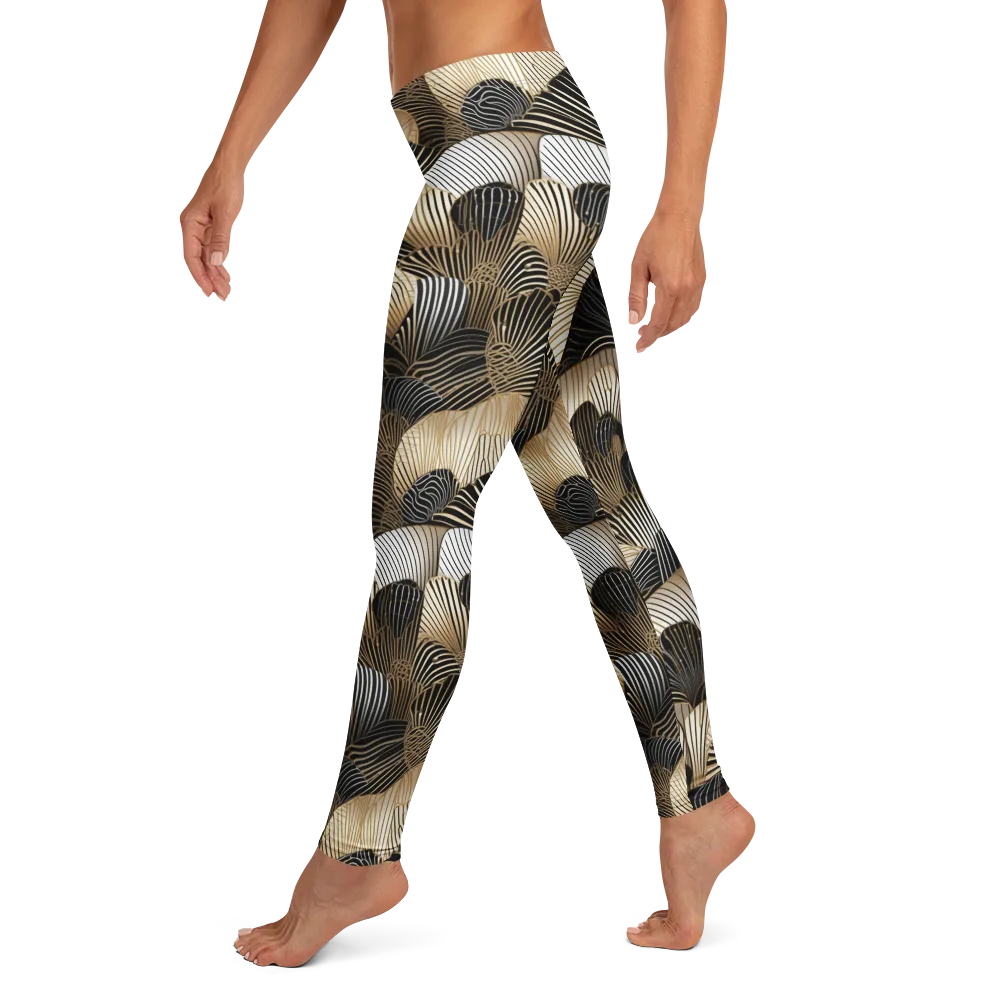 Noir Deco Bloom on Leggings — Left