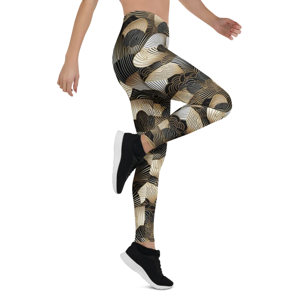 Noir Deco Bloom on Leggings — Right