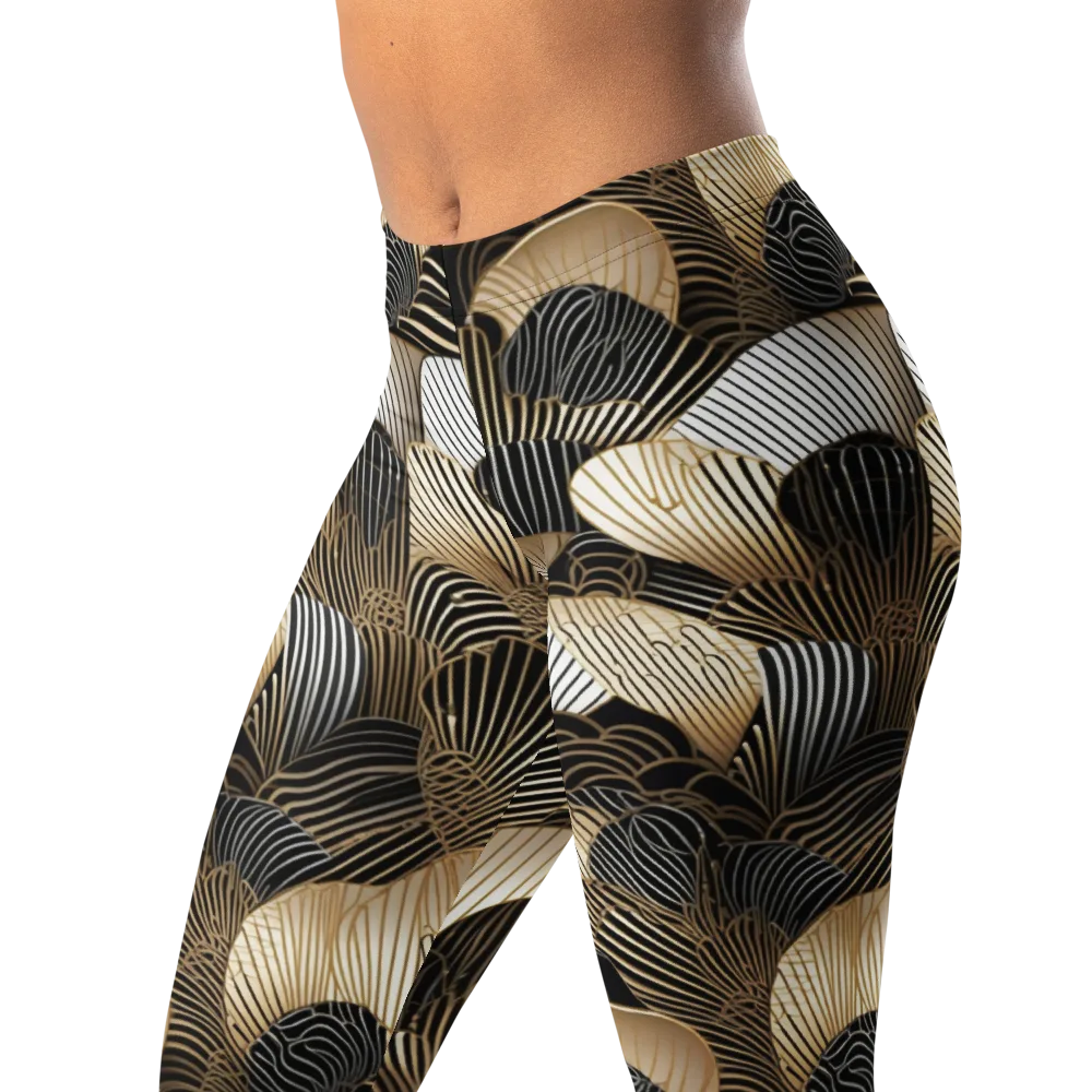 Noir Deco Bloom on Leggings — Left Front