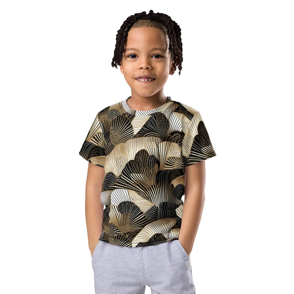 Noir Deco Bloom on Kids Crew Neck T-Shirt — Front