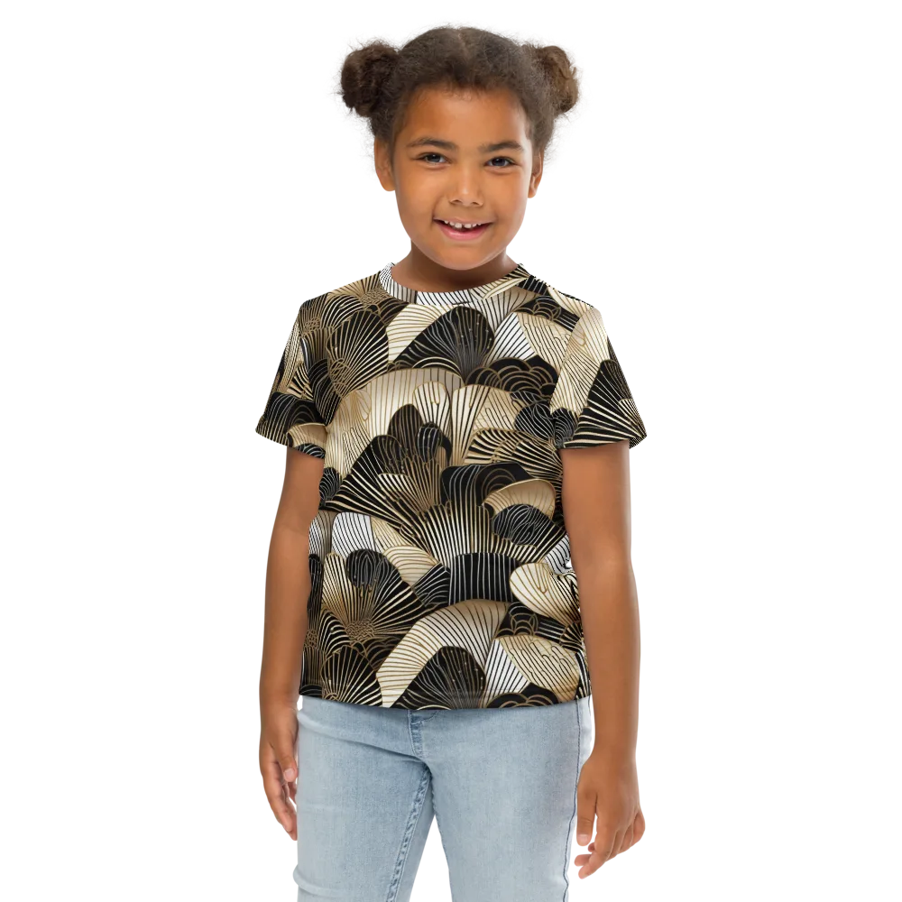 Noir Deco Bloom on Kids Crew Neck T-Shirt — Front