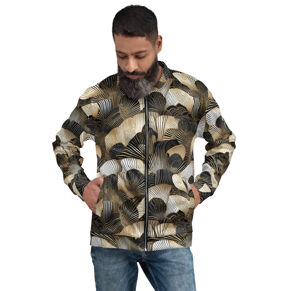 Noir Deco Bloom on Bomber Jacket — Front